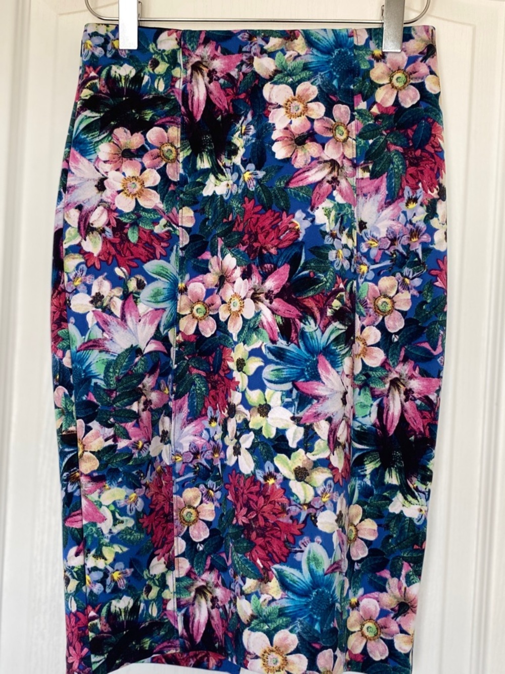 Guess Floral Print Pencil Skirt - Blue Multi coloured Size XS